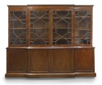 A mahogany breakfront bookcase, late 19th century / early 20th century,