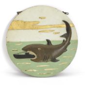 A WWII painted bronze circular plaque, circa 1940s,