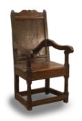 An oak Wainscot chair, 19th century and later,