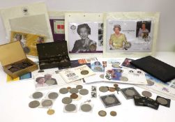 A large collection of coins,