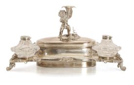 An Elkington & Co, silverplated ink stand,