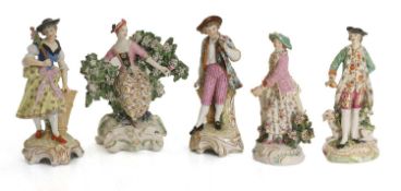 Three Bow porcelain figures, 18th century,