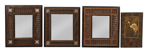 Three similar mashrabiya framed mirrors late 19th/early 20th century