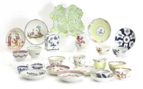 A collection of English blue and white and coloured porcelain, 18th century,