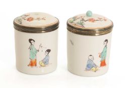 A pair of pounce pots, probably Chantilly, circa 1762-1768,