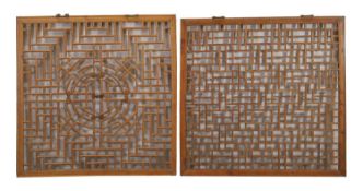 A pair of pierced wooden window panels, 19th century, Chinese,