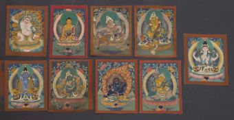 Nine Tibetan thangkas,