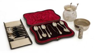 A set of six silver apostle coffee spoons, Birmingham, 1956,