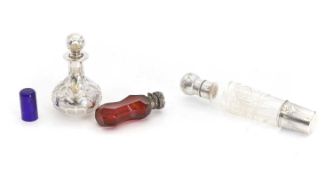 A French silver mounted scent bottle, late 19th century, marks rubbed,