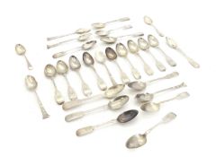 A collection of silver teaspoons, 18th century and later,
