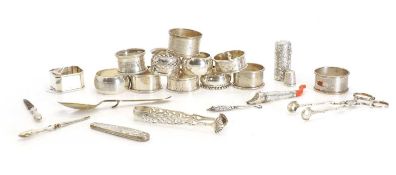 A collection of silver items,