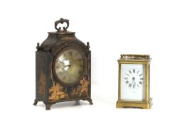 A japanned mantle clock, 20th century, retailed by Mappin & Webb,