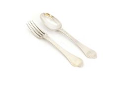 A group of silver dog nose spoons and forks, late 17th century and later,