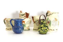 A C H Brannam blue glazed motto ware puzzle jug,
