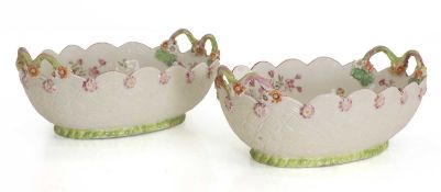 A pair of Derby porcelain baskets, circa 1765,