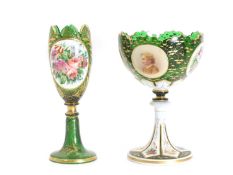 A Bohemian glass pedestal bowl and vase, circa 1870-80,