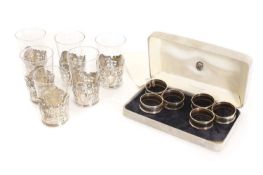 A cased set of six beakers,