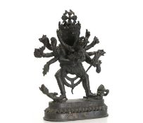 A bronze Tibetan or Nepalese model of Chakrasamvara, 20th century,