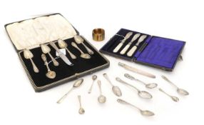 An assorted group of cased silver flatware,