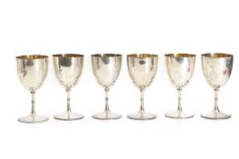 A set of six Victorian silver wine goblets,