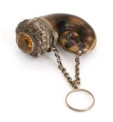 A Scottish silver mounted horn viniagrette, Victorian,