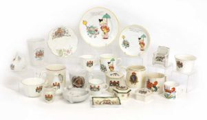 A Mabel Lucie Attwell trio, and a collection of Cambridge armorial items, circa 1900