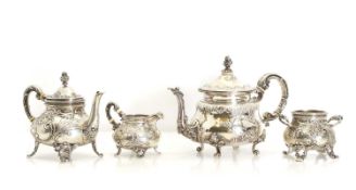 A four-piece silver tea service,