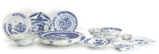A collection of Chinese blue and white porcelain , Qing dynasty (1644-1911),