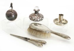 A small quantity of silver dressing table items,
