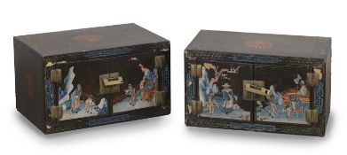 A pair of Chinese painted cabinets, 20th century,