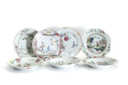 A collection of Chinese famille rose plates, 18th century,