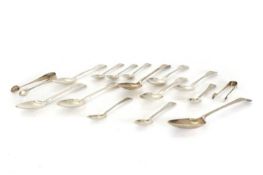 A collection of Georgian silver spoons and teaspoons, various dates,