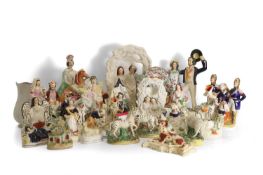 A collection of Staffordshire figures, 19th century and later,
