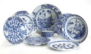 A collection of Chinese blue and white porcelain, 18th-19th century,