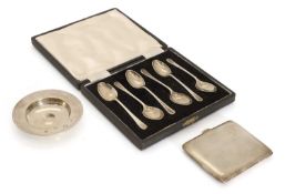 A collection of silver items,