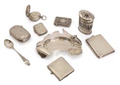 A group of silver items,