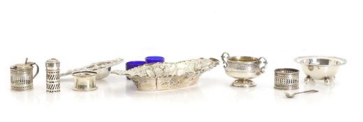 A collection of silver items,