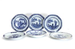 A collection of Chinese export blue and white porcelain, 18th century,