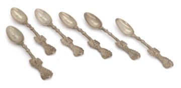 Six silver teaspoons,
