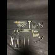 LARGE ORTHOPEDIC SURGICAL INSTRUMENT SET (MALLET, RONGEURS, ELEVATORS, RETRACTORS) (QTY 1)