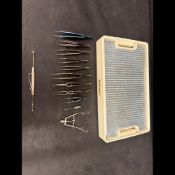 OPHTHALMIC RETINA SURGERY INSTRUMENT SET (LABELED 'RETINA TRAY 2') WITH STERILIZATION TRAY (QTY 1)