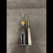 ARTHROSCOPIC HOOK PROBE AND CURVED AWL/CURETTE INSTRUMENT PAIR (BLACK HANDLE, YELLOW ADJUSTMENT