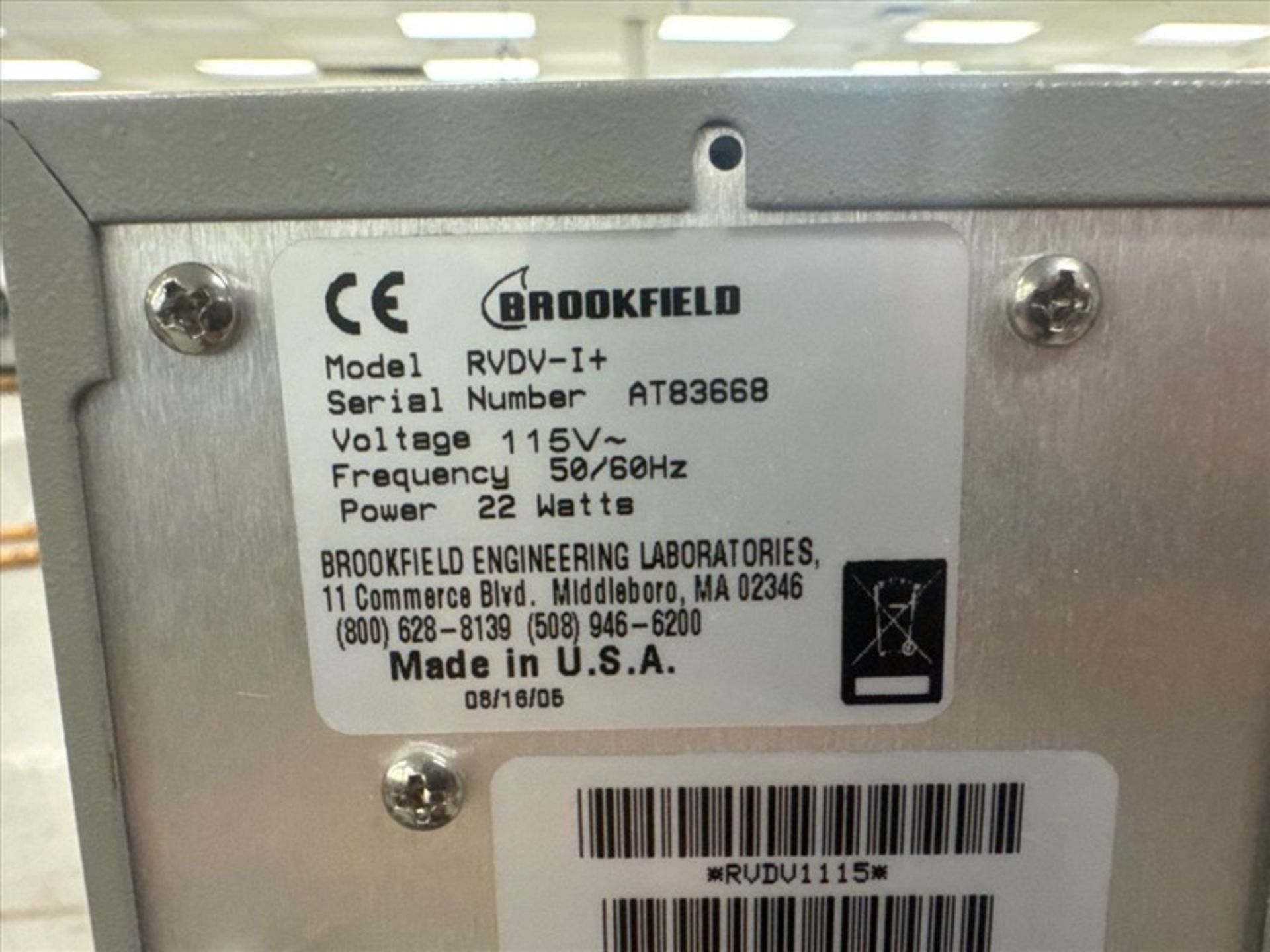 Brookfield viscometer, mod. RVDV- I Plus, ser. no. AT83668 c/w Helipath ...