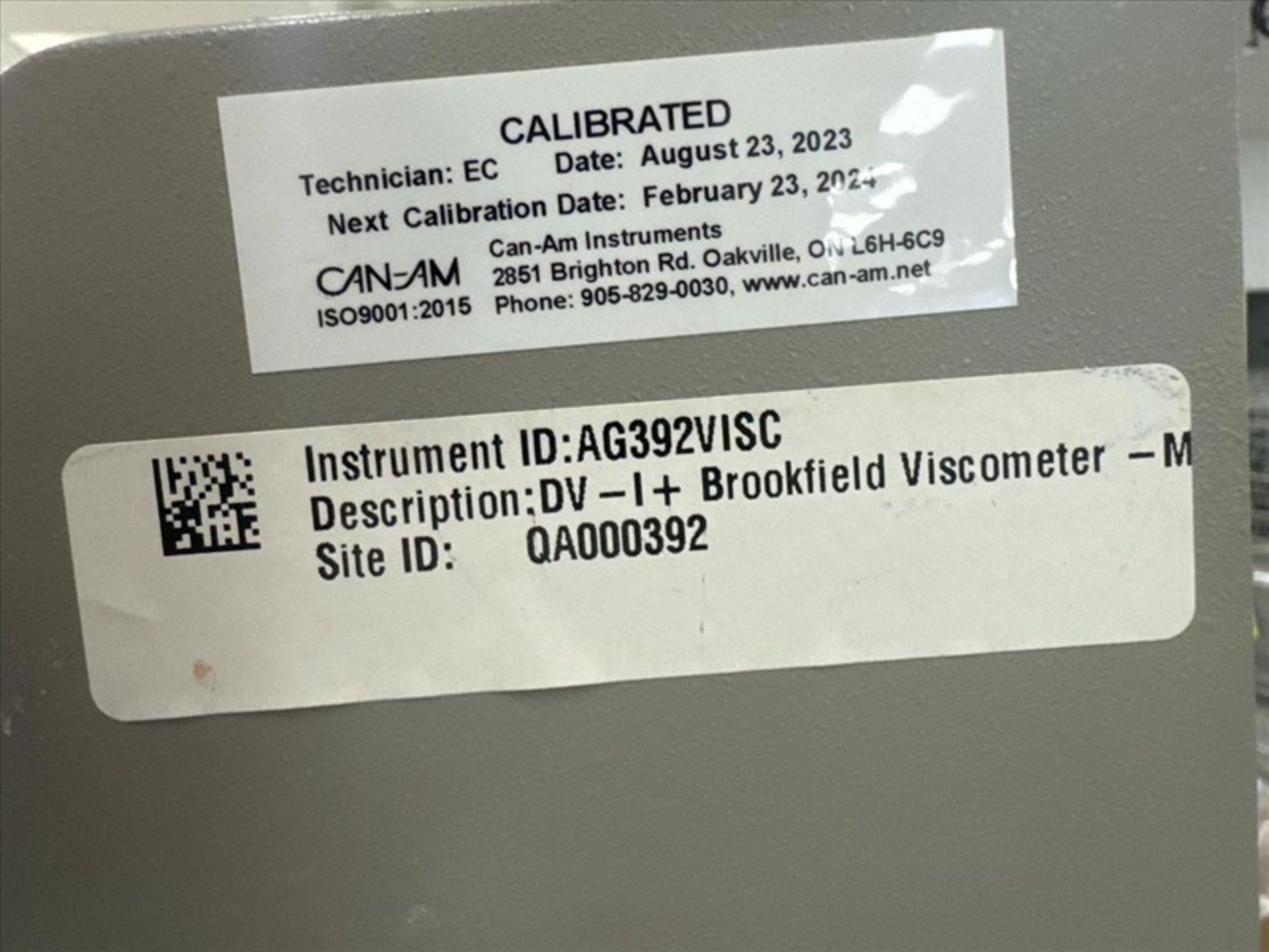 Brookfield viscometer, mod. RVDV- I Plus, ser. no. AT83668 c/w Helipath ...