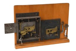 A Display Lock, with two keys, one of the original keys stamped W MARR, CHEAPSIDE LONDON