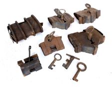 Six Assorted Metal Padlocks and Assorted Keys