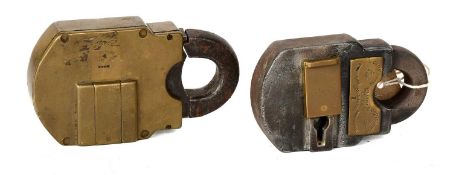A Late 19th Century Brass and Steel Padlock, stamped E COTTERILL & CO, BIRMINGHAM, no key 11cm A