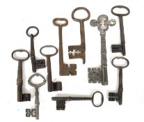 Ten 18th Century and Later Iron Warded Keys