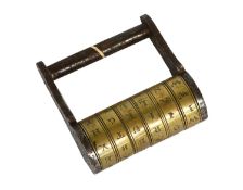 A Mid 19th Century Six-Ring Iron and Brass Puzzle Padlock, as featured in Country Life, September