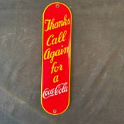 Coca-Cola Enamel Door Push Sign